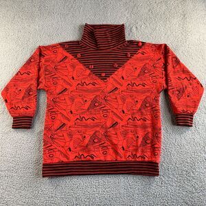 Vintage Casual Concepts Sweater Womens Medium Tall‎ Girl Turtleneck Printed Top